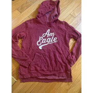 American Eagle women's maroon athletic hooded Sweatshirt medium Cotton Blend